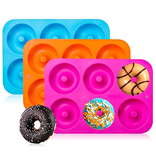 3-Pack Silicone Donut Baking Pan of 100% Nonstick Silicone and BPA Free Mold Sheet Tray – By Gezan